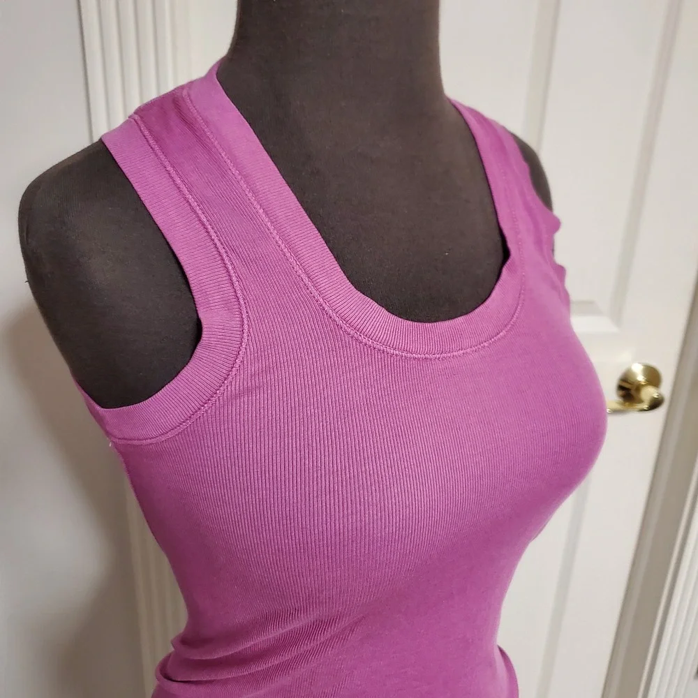 Intimately Free People Purple Ribbed Scoop U-Neck Tank Top Back Seam Womens S/P - Picture 5 of 12